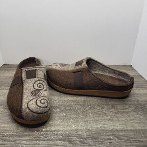 Haflinger Magic Swirl Wool Slip On Clog Shoe Brown Size EU 40 US 9